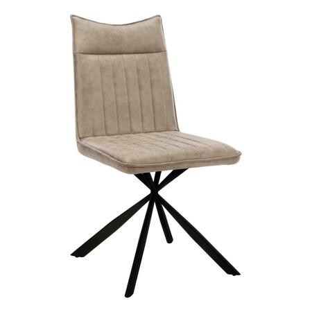 DAPHNES DINNETTE 36 in. Height Taupe Fabric Dinning Chair - Black Metal - 2 Piece DA3600152